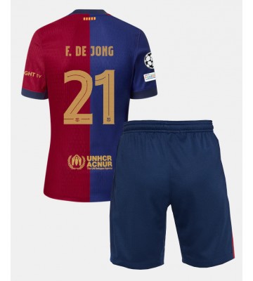 Barcelona Frenkie de Jong #21 Primera Equipación Niños 2024-25 Manga Corta (+ Pantalones cortos)